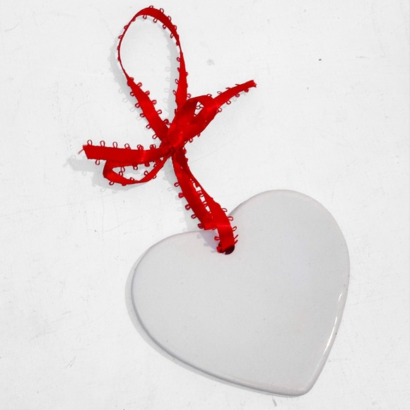 VTG 80s 90s Heart Shaped Noahs Ark Ornament God Keeps Promises Rainbow Ceramic - Picture 4 of 5